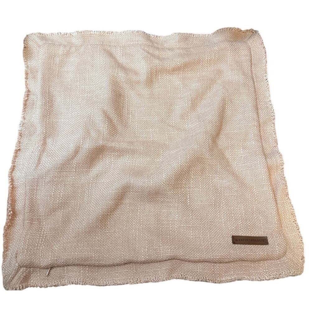 Anthropologie Luxe Peach Linen Blend Pillow Shams, Set of Two, 22” X 22”